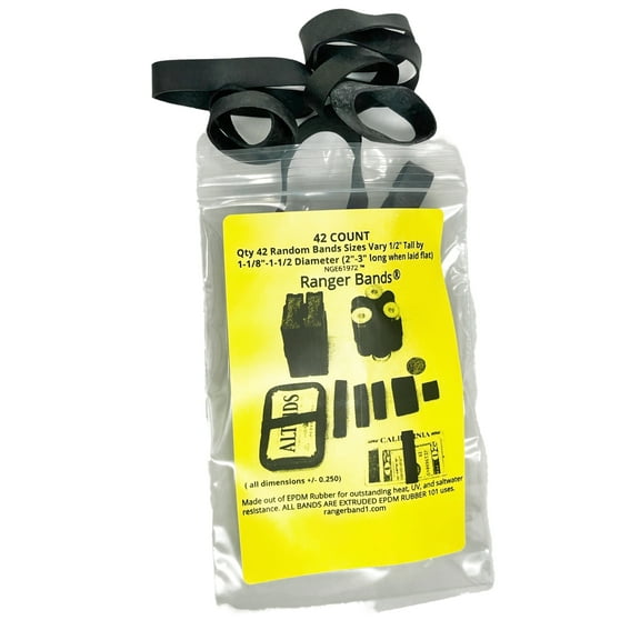 Ranger Bands® 42 Random Extra Stretch Made from EPDM Rubber for Survival, Emergency Tinder and Strapping Gear Made in The USA