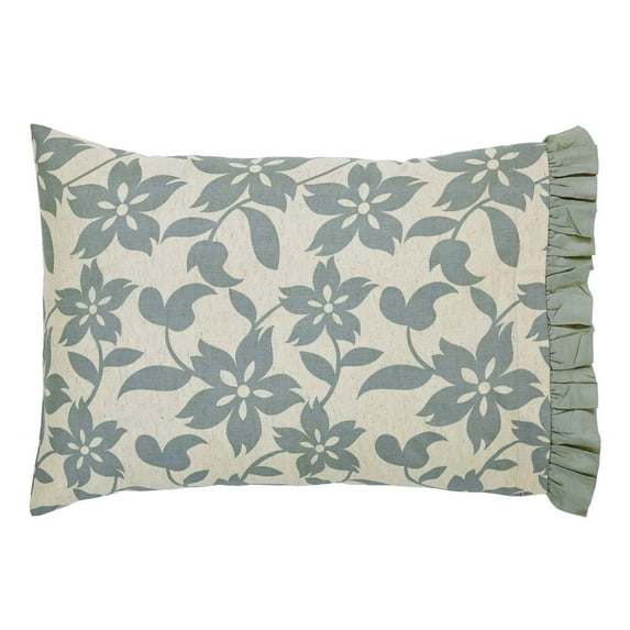 Beige Sage Tan Farmhouse Bedding Briar Cotton Linen Blend Flax Floral / Flower Pillow Case Set of 2