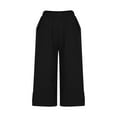 thumbnail image 4 of Yuzhih Women's Capri Pants Summer Loose Wide Leg Elastic High Waist Cropped Trousers with Pockets Lounge Capris, 4 of 7
