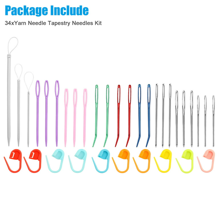 30pcs Large Eye Sewing Needles Set Plastic Yarn Needles Bent Tip Tapestry  Embroidery Knitting Needles Hand Sewing Tools