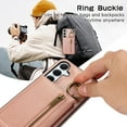 thumbnail image 5 of Crossbody Wallet Case for Samsung Galaxy S23 Plus with Lanyard Strap Card Slot Holder RFID Blocking 360° Ring Kickstand,Magnetic Flip Folio Zipper Purse Case, PU Leather Cover Handbag,Rosegold, 5 of 10