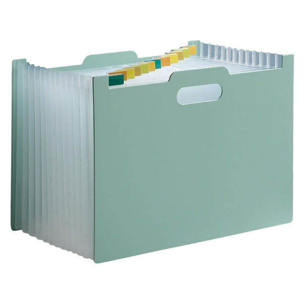 Carpeta de archivos A4 con 13 bolsillos, regalo para estudiantes, portadocumentos tipo acordeón grande Verde claro