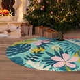 thumbnail image 6 of Lsque Tropical Floral Print Christmas Tree Skirt, Tree Skirt with Ties or Velcro, Perfect for Holiday Decorations, Halloween, and New Year-36", 6 of 7