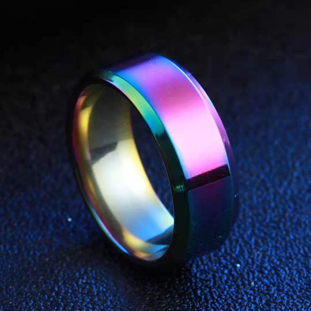 Accesorios de acero de titanio, anillo brillante biselado de 8 mm, anillo de acero inoxidable brillante pulido con espejo, joyería