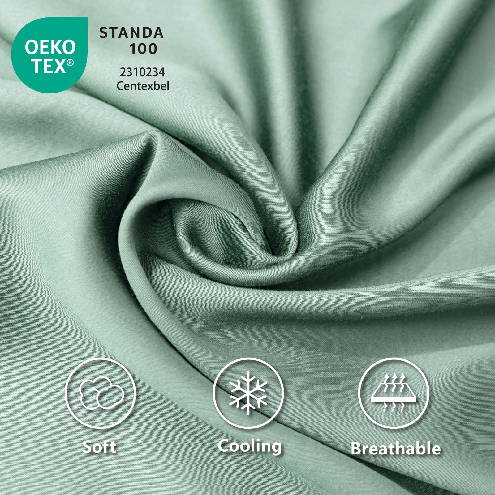 Lidoloka Luxury Bamboo Bed Sheets Set Twin 3Pcs for Adult,Soft&Cool,16" Deep Pocket,Green
