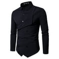 thumbnail image 1 of Camisas De Vestir Para Hombre Moda para hombre Casual Color sólido Personalidad Doble botonadura Moda de dos piezas Camisa de manga larga informal (Black, L), 1 of 3