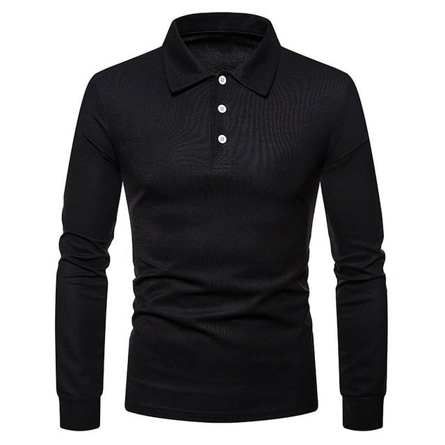 Gspmoly Tshirts for Men, Men'S Long Sleeved Solid Color Button up Collar Top Men Top Weekly Deals