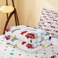 thumbnail image 5 of Erosebridal Fire Truck Zipper Twin Comforter Sets with Fitted Sheet and 2 Pillowcases, Fire Engine Zipper Bedding Set, White Pattern, Polka Dots Reversible, 5 of 7