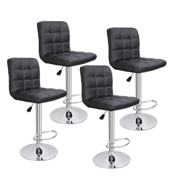 Swivel Bar Stools Set of 4, Modern Square PU Leather Adjustable Height Swivel Bar Chair
