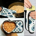 thumbnail image 5 of Yayeee Oven Mitts and Pot Holder Set of 2 Heat Resistant Kitchen Gloves Baking Hot Pad, Green Geometric Pattern, 5 of 5