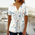 thumbnail image 1 of Xuyuer Women's Printed Pullover Short Sleeved Top With V-neck Button Pleats, 1 of 5