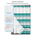 thumbnail image 2 of No Hook Cloth Fabric Shower Curtain with Snap in Liner, Teal Stripes Waterproof Shower Curtains Set with See Through Top Window, Modern Minimalist Horizontal Ombre Lines Bath Curtains Shower 72"x84", 2 of 6