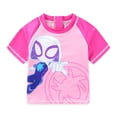 thumbnail image 2 of Marvel Spider-Gwen UPF 50+ Rash Guard Shirt and Bikini Bottom Two Piece Swimsuit Set (Girls), Sizes 2T-7, 2 of 7