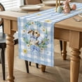 thumbnail image 2 of Easter Rabbits Table Runner 72 Inches Long for Kitchen Dining, Spring Eggs Tulips Daisy Wreath Bunny Blue Plaid Dresser Scarf Farmhouse, Dining Table Decorations for Wedding/Parties, 13 x 72 In, 2 of 8