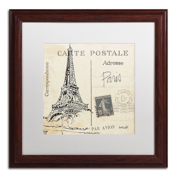 Trademark Fine Art "Postcard Sketches III" Canvas Art by Anne Tavoletti, White Matte, Wood Frame