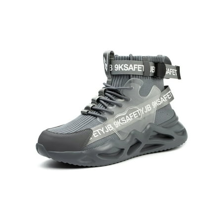 

Ymiytan Unisex Protection Boot Steel Toe Safety Shoe Lace Up Work Boots Working Anti-smash Comfort Slip Resistant Gray Style A 9.5