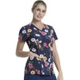 thumbnail image 4 of Dickies EDS Medical Scrubs Top for Women V-Neck DK656, XS, Floral Throwback, 4 of 7
