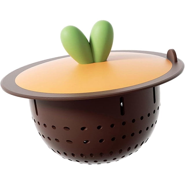Sink Strainer Kitchen Sink Drain Anti Odor Catcher Cute Easy Clean Rust Resistant Fast Flow Sink Stopper with Cover Sink Drain Basket, Brown