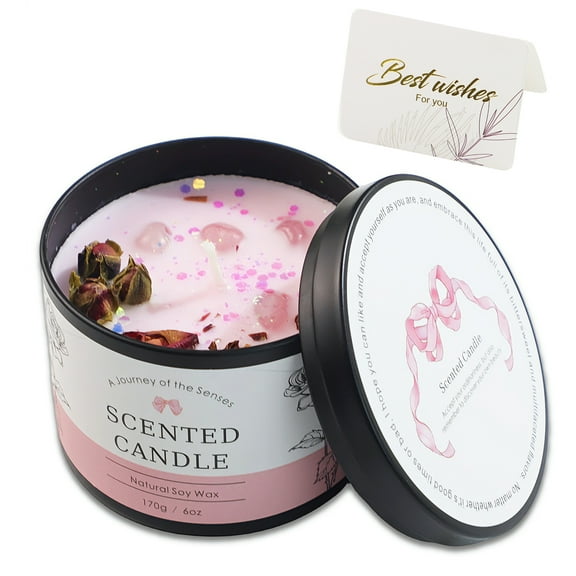 HEYMKGO Scented Candle Gift Set - Aromatherapy Candles for Home, Birthday & Holidays - Gifts for Women/Men, Mom, Dad, Boss (Christmas/Thanksgiving)Rose