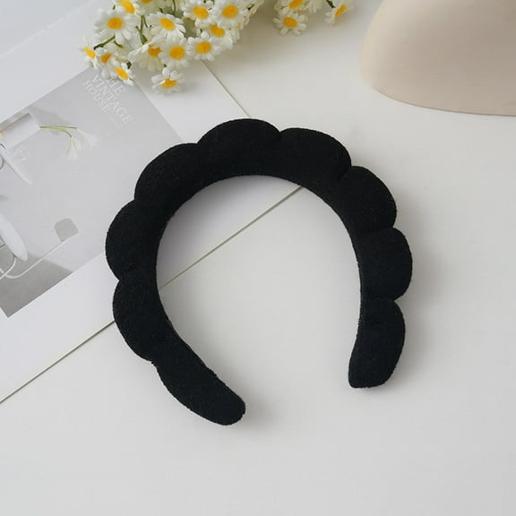 SSKDBFJG Spa Headbands for Washing Face or Facial, Set of 2 Skincare Headbands, Terry Cloth Headband Combo Pack - Puffy Makeup Headbands for Face Washing, Mask, Skin Treatment (Pink & Black)