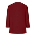 thumbnail image 5 of 3/4 Length Sleeve Womens Tops Casual Basic Tees T-Shirts Solid Loose Shirts Blouse Round Neck Summer Tops Wine 2XL, 5 of 6