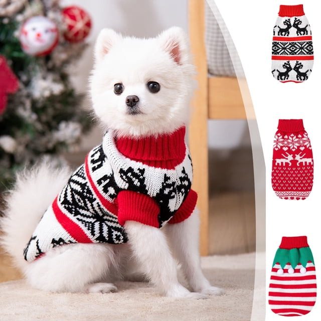 Ropa para Perros, Ropa de Invierno, Ropa para Cachorros, Suéter de Punto Navideño.