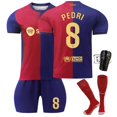 thumbnail image 1 of GZSL 2425 Barcelona Home Football Training Kit, Number # 8 Soccer Jersey, Colorful Short-Sleeve Kids Football Jersey with Gold Lettering and Small Logo Four-Piece Set/22, 1 of 9
