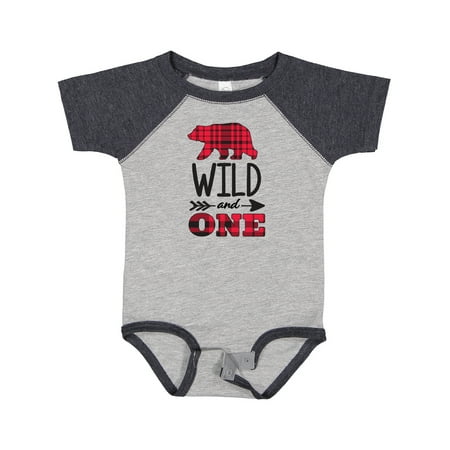 

Inktastic Plaid Bear Wild and 1 with Arrow Gift Baby Boy or Baby Girl Bodysuit