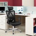 thumbnail image 2 of Giantex Office Chair, Height-Adjustable Computer Desk Chair with Back, Adjustable Headrest and Tilt-Down Backrest, Ergonomic Breathable Executive Mesh Task Chair for Home Office, Black, 2 of 10
