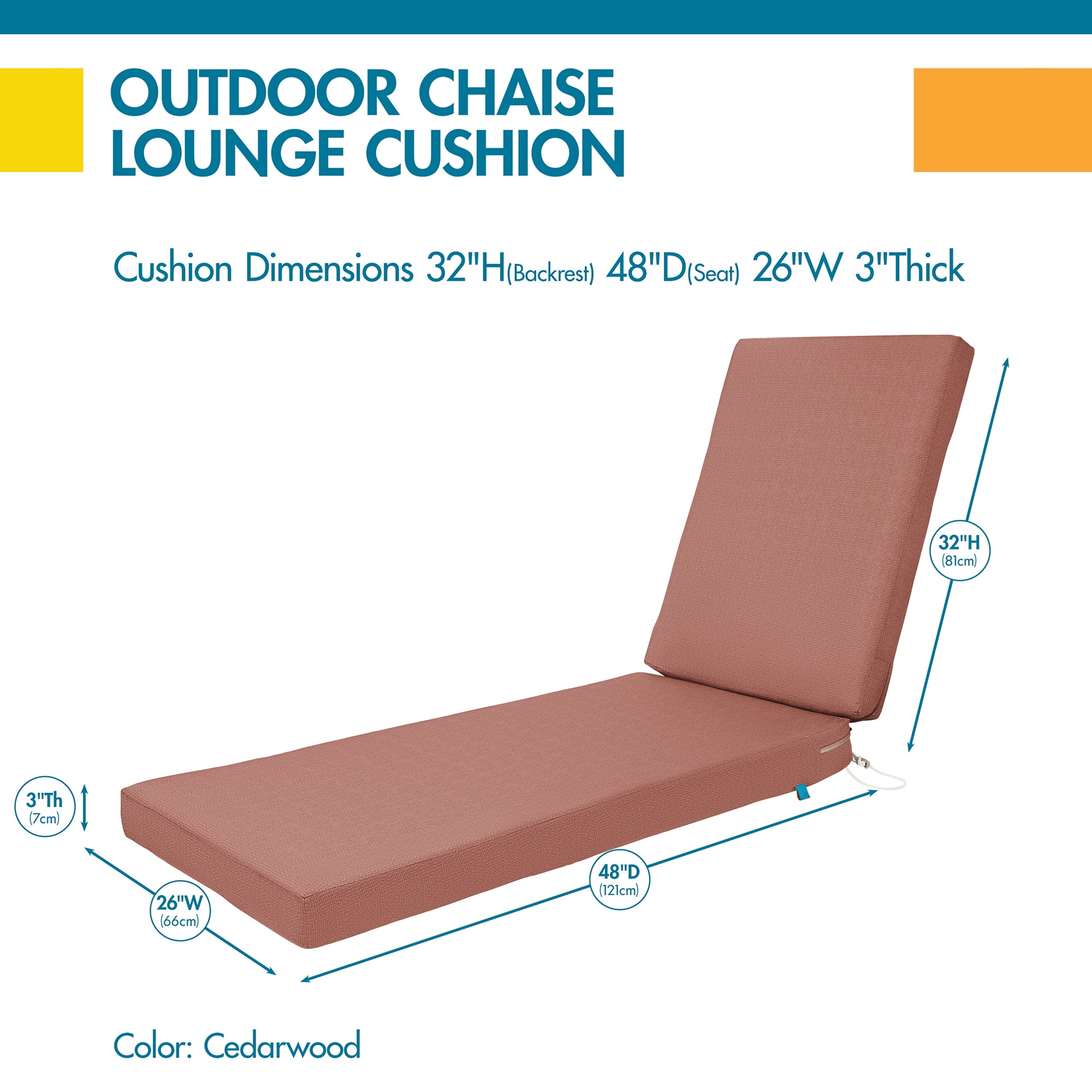 DUCKCOVERS® Weekend All-Weather Outdoor Chaise Cushion