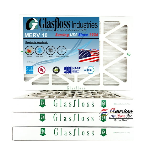 Glasfloss Air Filter 24x36x2 2" MERV 10 (Pack of 4) Pleated AC or