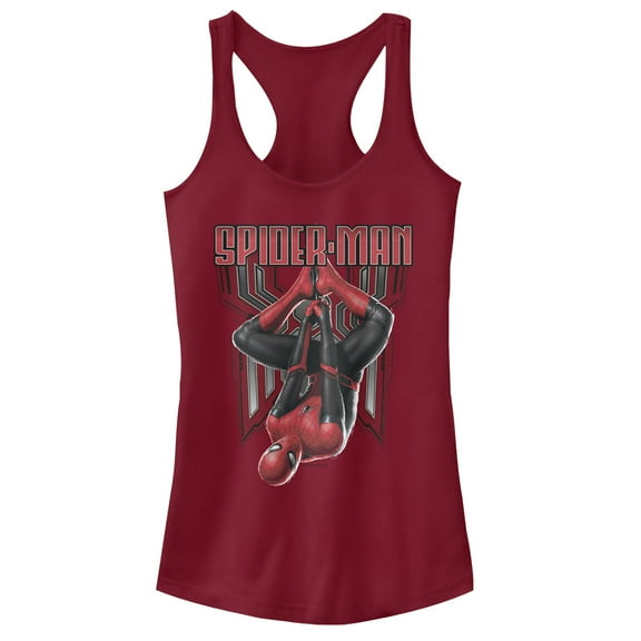 Junior's Marvel Spider-Man: Far From Home Hang  Racerback Tank Top Scarlet Small