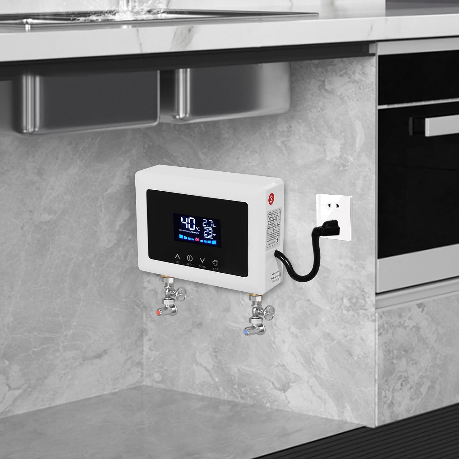 110V Instant Electric Water Heater with Remote Control, 3000W Wall Mount Electric Water Heater with LED Display, Modern Electric Water Heater for Bathrooms, Hotels