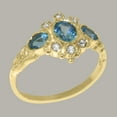 thumbnail image 3 of LBG British Made 14k Yellow Gold ring with Natural Blue Topaz & Diamond Womens Engagement Ring - 33 size options - Size 11, 3 of 5