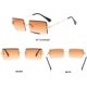 thumbnail image 2 of Gafas de sol rectangulares sin montura para mujeres/hombres, montura ultraligera de metal. Levamdar LRWJ277-6, 2 of 4