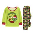 thumbnail image 4 of Moonsky 2026 Christmas Family Flannel Pajamas Matching Set Christmas Letter Print Long Sleeve Tops and Green Plaid Pants Sleepwear Soft for Winter 3 Years, 4 of 5