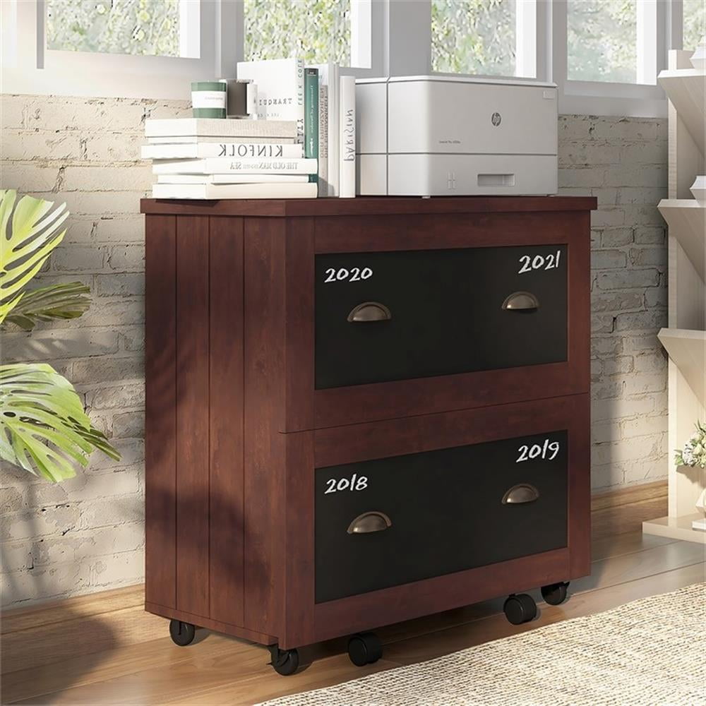 Pemberly Row Modern Wood 2-Drawer File Cabinet in Vintage Walnut