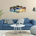 thumbnail image 2 of Modern 5 Piece Framed Giclee Canvas Prints - Blue Beach Landscape Blue Paintings on Canvas Wall Art Canvas Print Frame Picture Painting (B-5pcs,40"x20"), 2 of 6