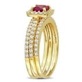 thumbnail image 3 of Everly Women's Created Sapphire Created Ruby Yellow Gold Plated Bridal Set, 3 of 7