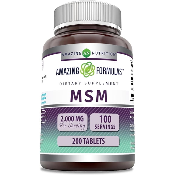 Amazing Formulas MSM 2000 Mg Per Serving 200 Tablets Supplement | Methylsulfonylmethane | Non-GMO | Gluten Free