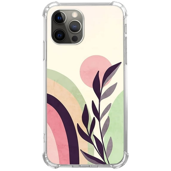 Abstract Rainbow Plant Case for iPhone 13 Pro Max,Aesthetic Art Design TPU Bumper Cover Case