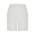 thumbnail image 4 of pstuiky Abreviatura para hombres, Pantalones cortos de playa de lino con cintura elástica y bolsillo de color liso para hombre Pantalones cortos de golf, 4 of 6