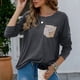 thumbnail image 2 of Blusa con retales con purpurina, cuello redondo, lentejuelas, manga larga, holgada, informal, suave, túnica para mujer, gris S, 2 of 6