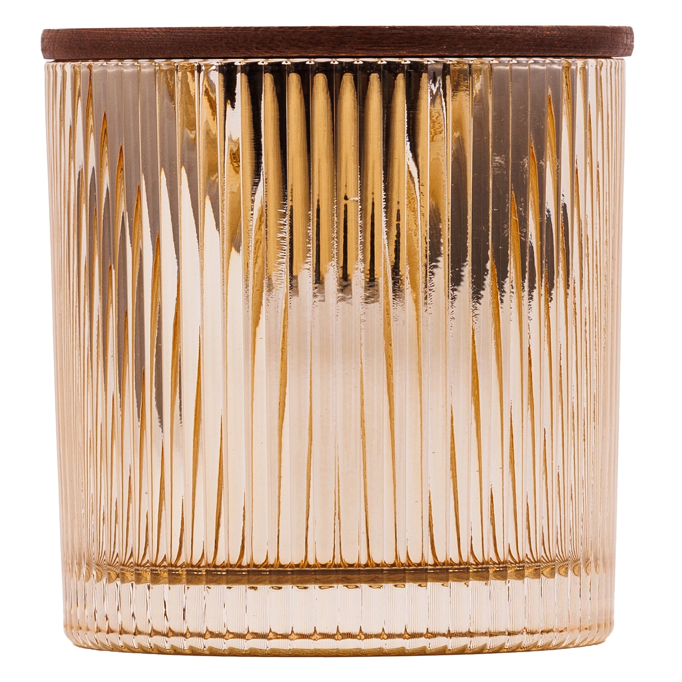 Better Homes & Gardens Pumpkin Snickerdoodle Swirl Scented Cotton 2-Wicks Ribbed Mecury Glass Jar Candle with Wooden Lid 12oz