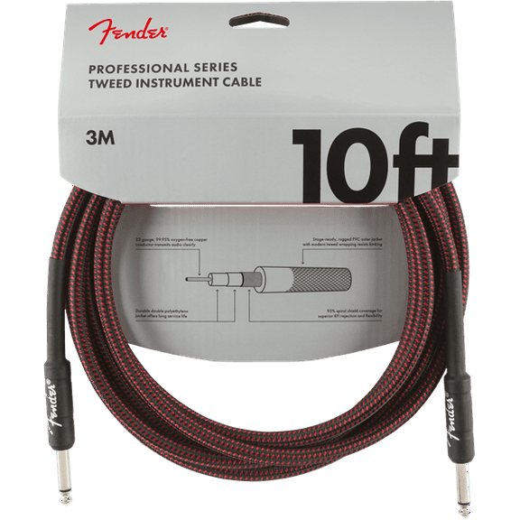 Fender Professional Series Instrument Cables, 10', Red Tweed