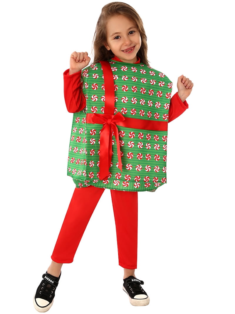 Disfraz De Caja De Regalo Navideña Para Niños – Conjunto Con Lazo Y Decoración Festiva Para Carnaval Y Cosplay