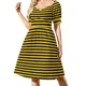 thumbnail image 1 of Vestido sin mangas con estampado geométrico de rayas negras y amarillas de abeja, vestido de cumpleaños, vestido de mujer, 1 of 8