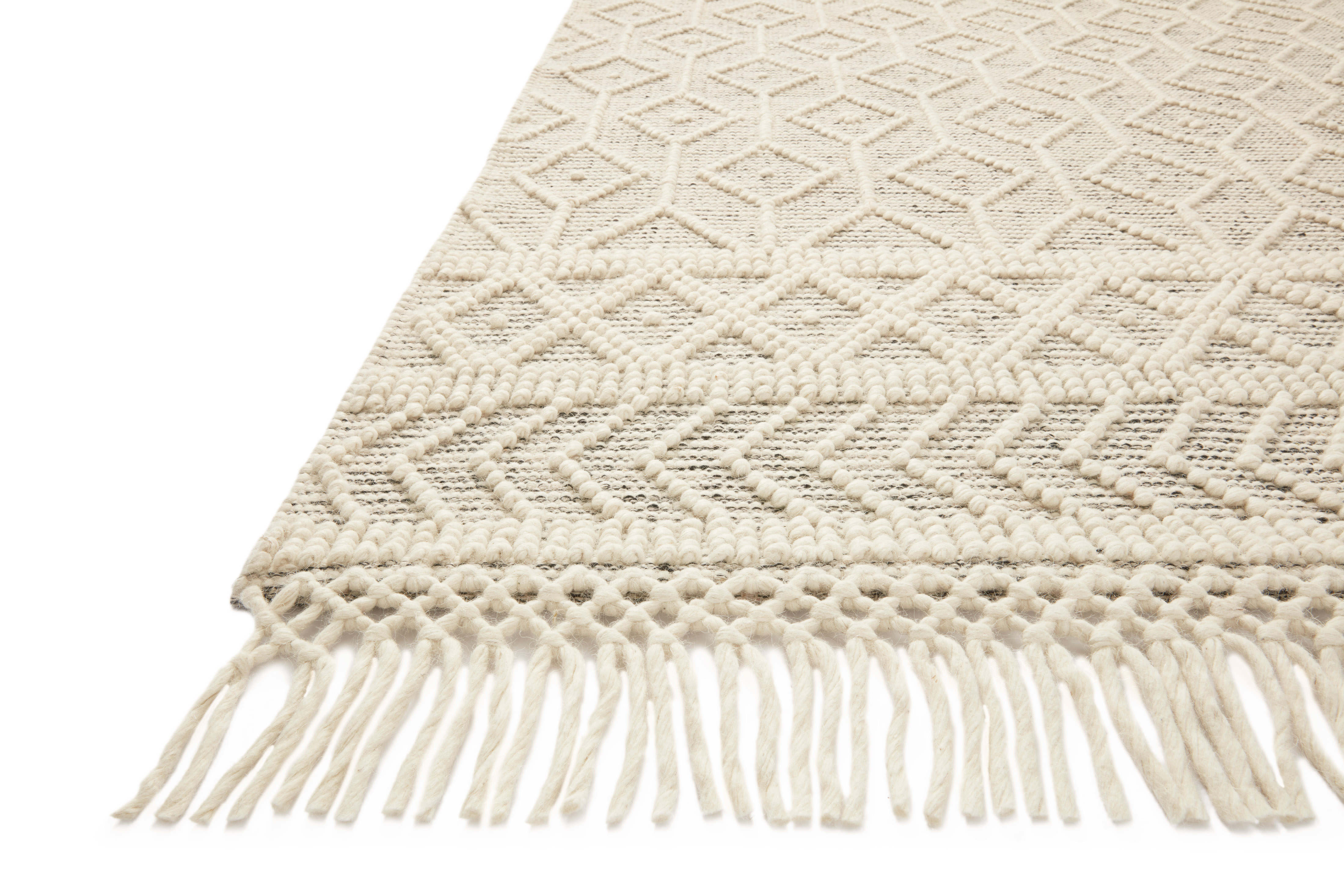 Loloi Noelle Ivory / Black Geometric Area Rug 18" x 18" Sample