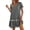 Gray, variant on Womens Button Down Mini Dress, V Neck Short Sleeve Lace Border Ruffle Hem Pocket Linen Texture Casual Sundress for Summer Vacation Wear