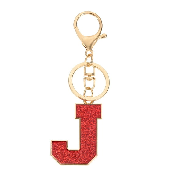 Uxcell Initial Letter Keychain, A-Z Alphabet Keyring Letter J Metal Key Chain for Women Girls Keys Handbags, Red